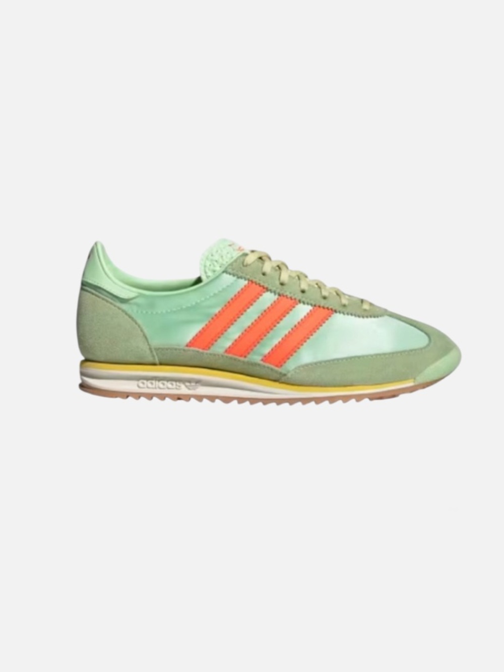 Adidas ARCHIVAL RUNNING SHOES SATIN SL 72 OG Shoes Semi Green Spark Solar Orange - Picture 2 of 13